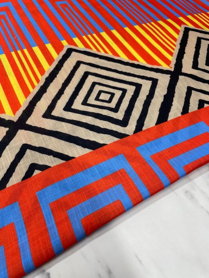 Bakü Desen Elbiselik Pantolonluk Keten Kumaş