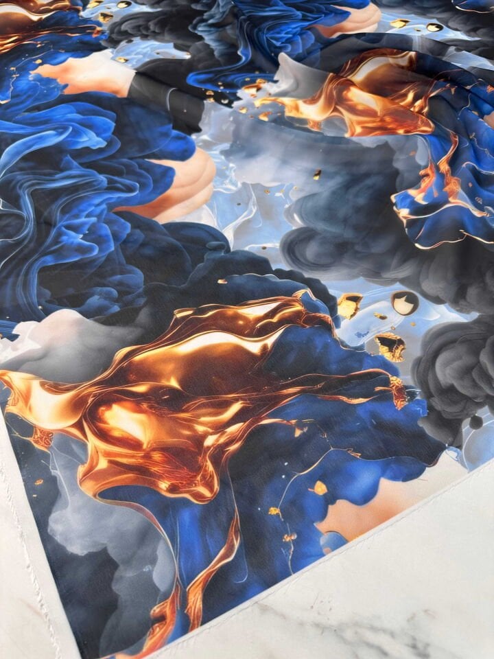 Desenli Şifon Elbise Etek Gömlek Şal