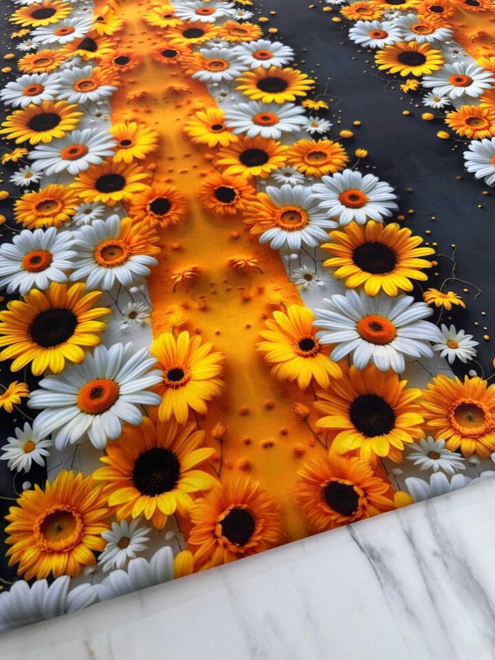 Desenli Krep Kumaş Elbise Etek Gömlek Şalvar