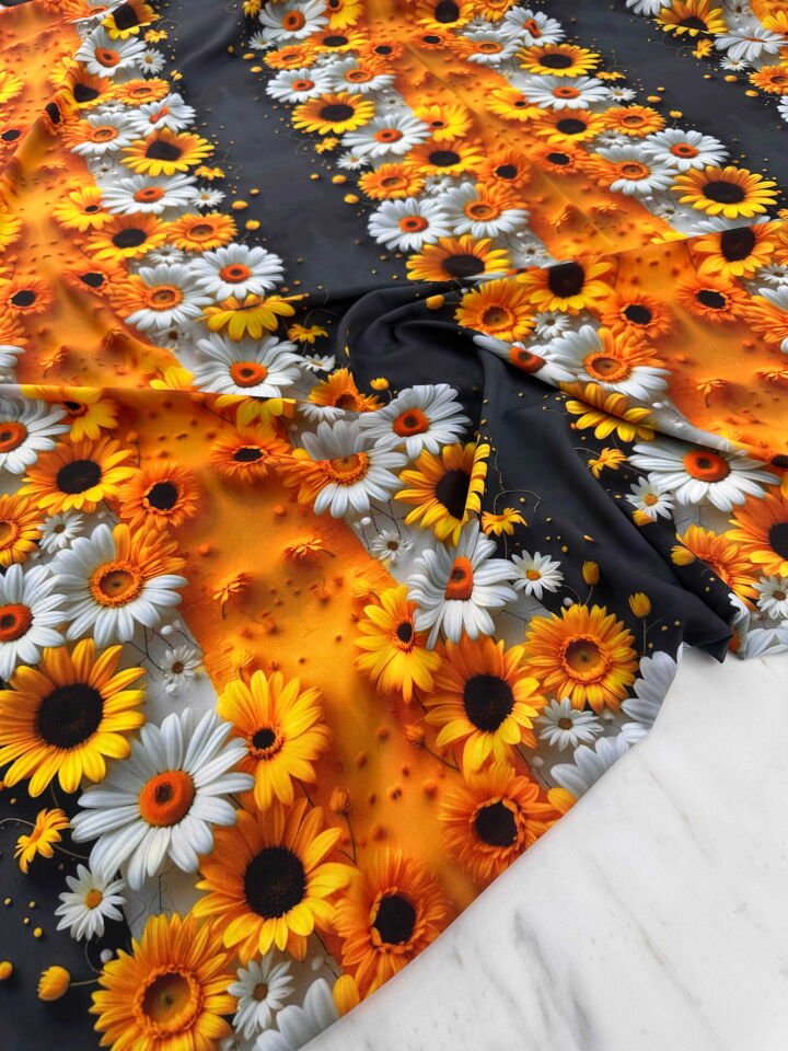 Desenli Krep Kumaş Elbise Etek Gömlek Şalvar