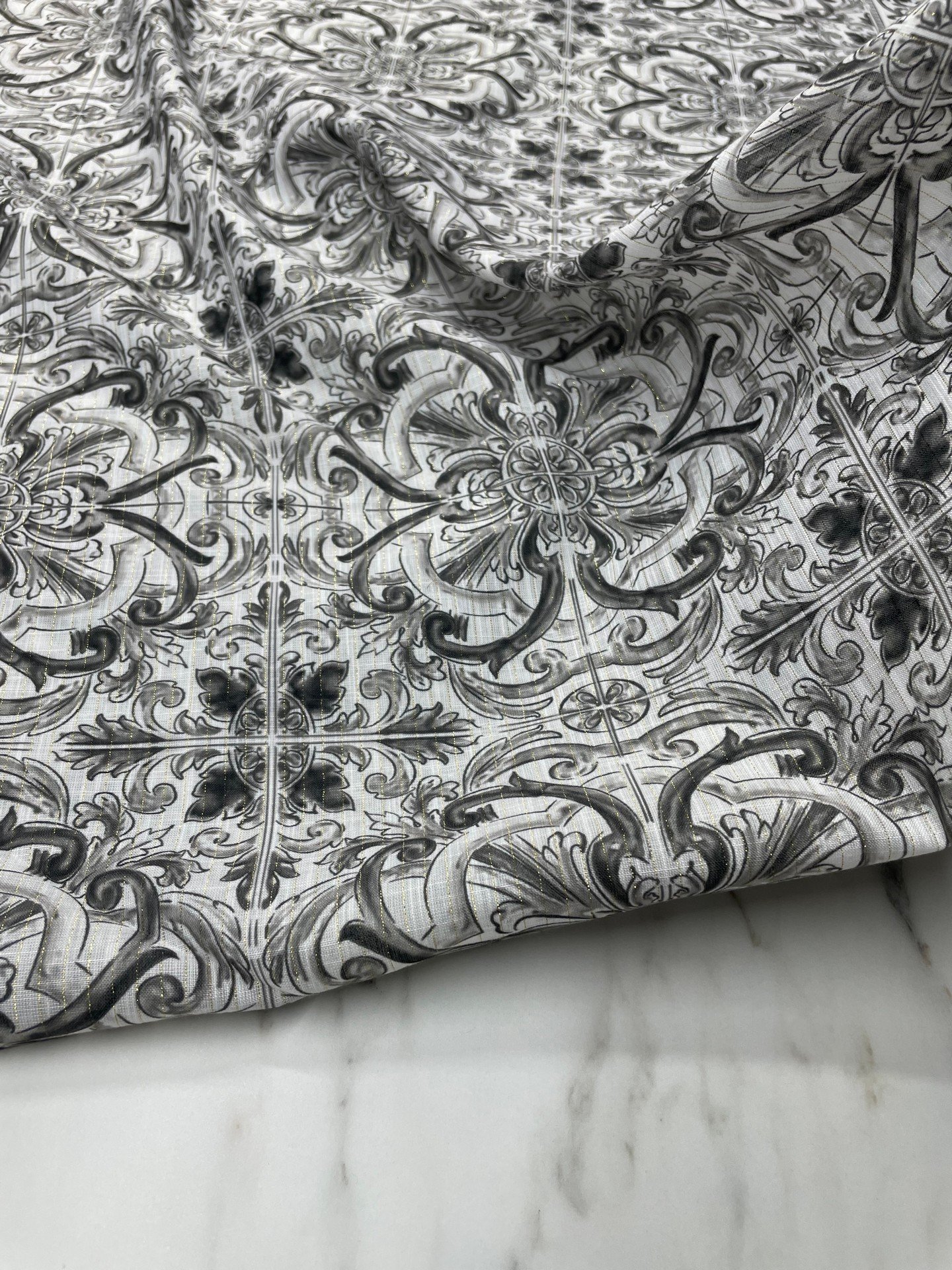 Altın Simli Monokka Desen Elbiselik Ceketlik Keten