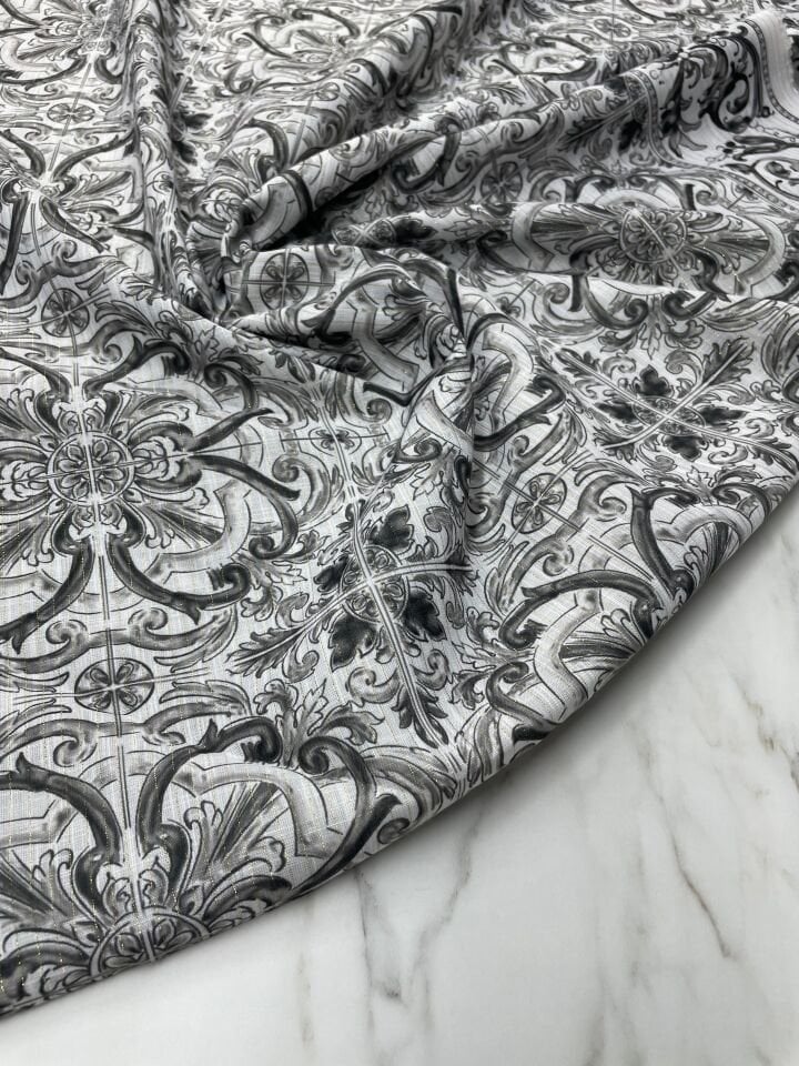 Altın Simli Monokka Desen Elbiselik Ceketlik Keten