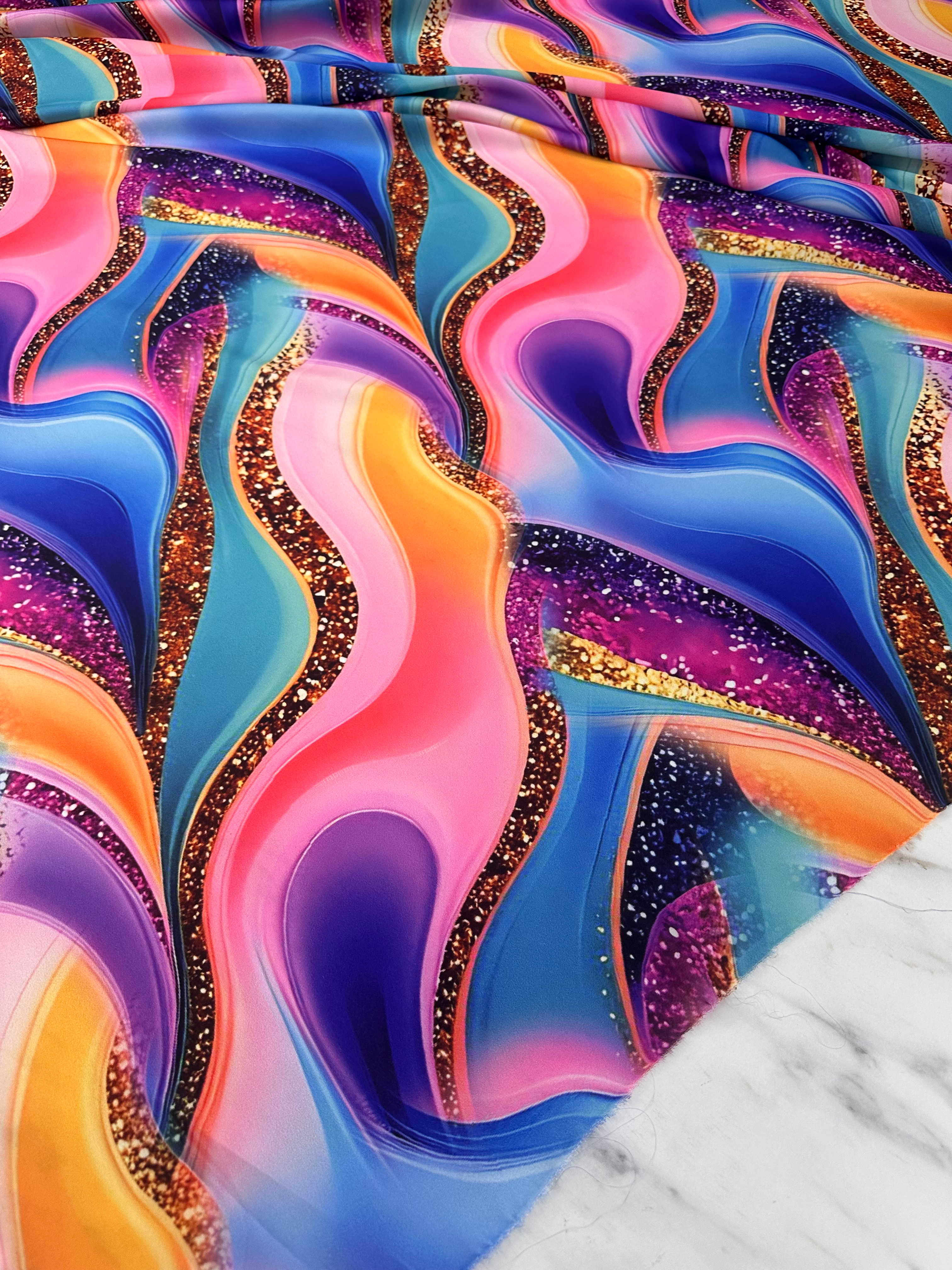 Desenli Dijital Baskıİpek Saten Elbise Etek Gömlek Şalvar