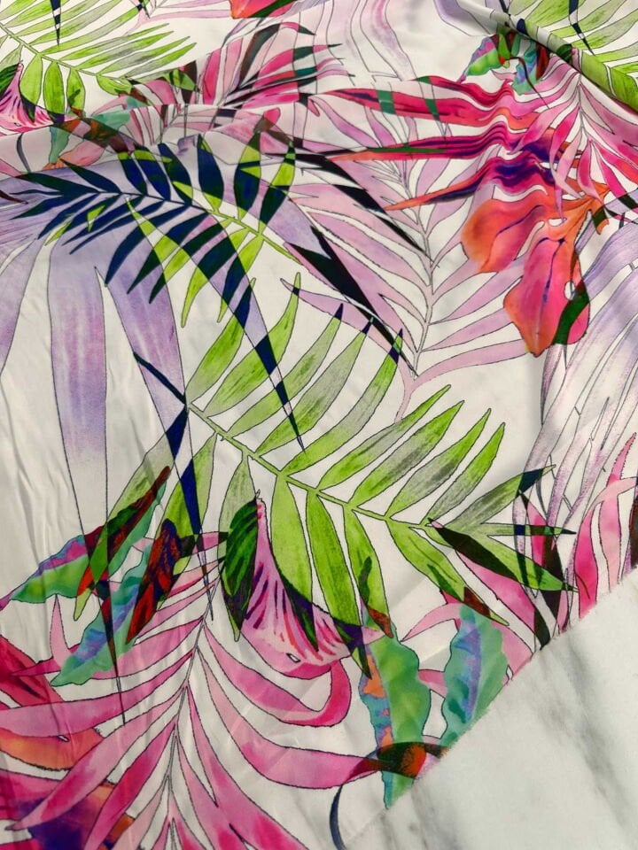 Desenli İpek Saten Elbise Etek Payeo Şalvar Bluz