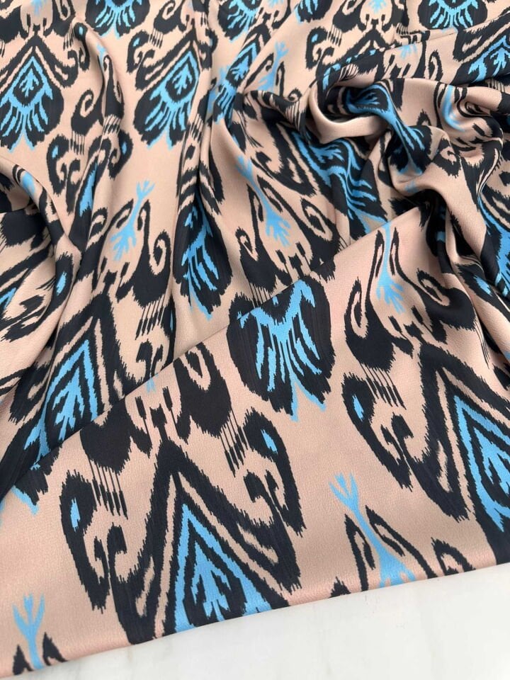 Desenli Saten Kumaş Elbise Etek Gömlek Şalvar