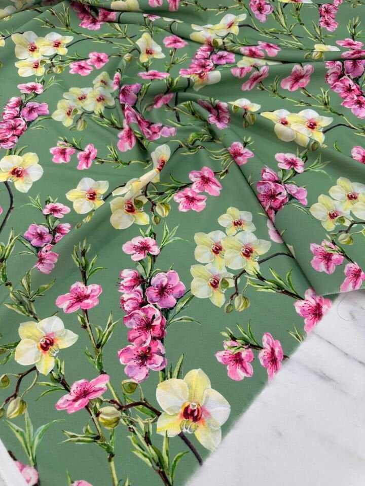 Desenli Krep Kumaş Elbise Etek Gömlek Şalvar