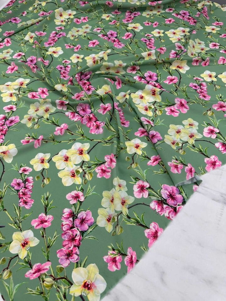 Desenli Krep Kumaş Elbise Etek Gömlek Şalvar