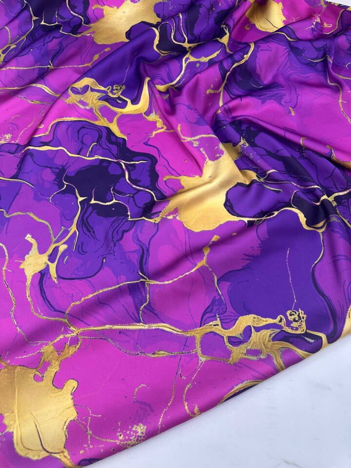 Desenli İpek Satern Elbise Etek Gömlek Şalvar