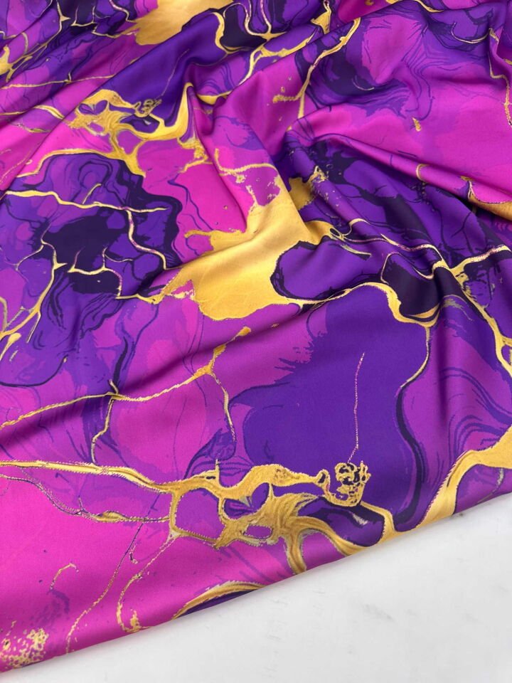 Desenli İpek Satern Elbise Etek Gömlek Şalvar