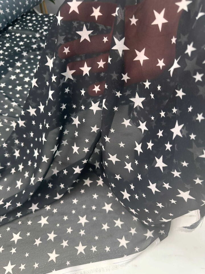 Yıldız Desen Şifon Elbise Etek Şal