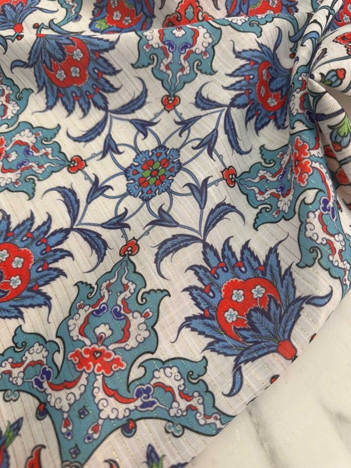 Desenli Sim Dokuma Poliviskon Keten Elbise Etek Gömlek