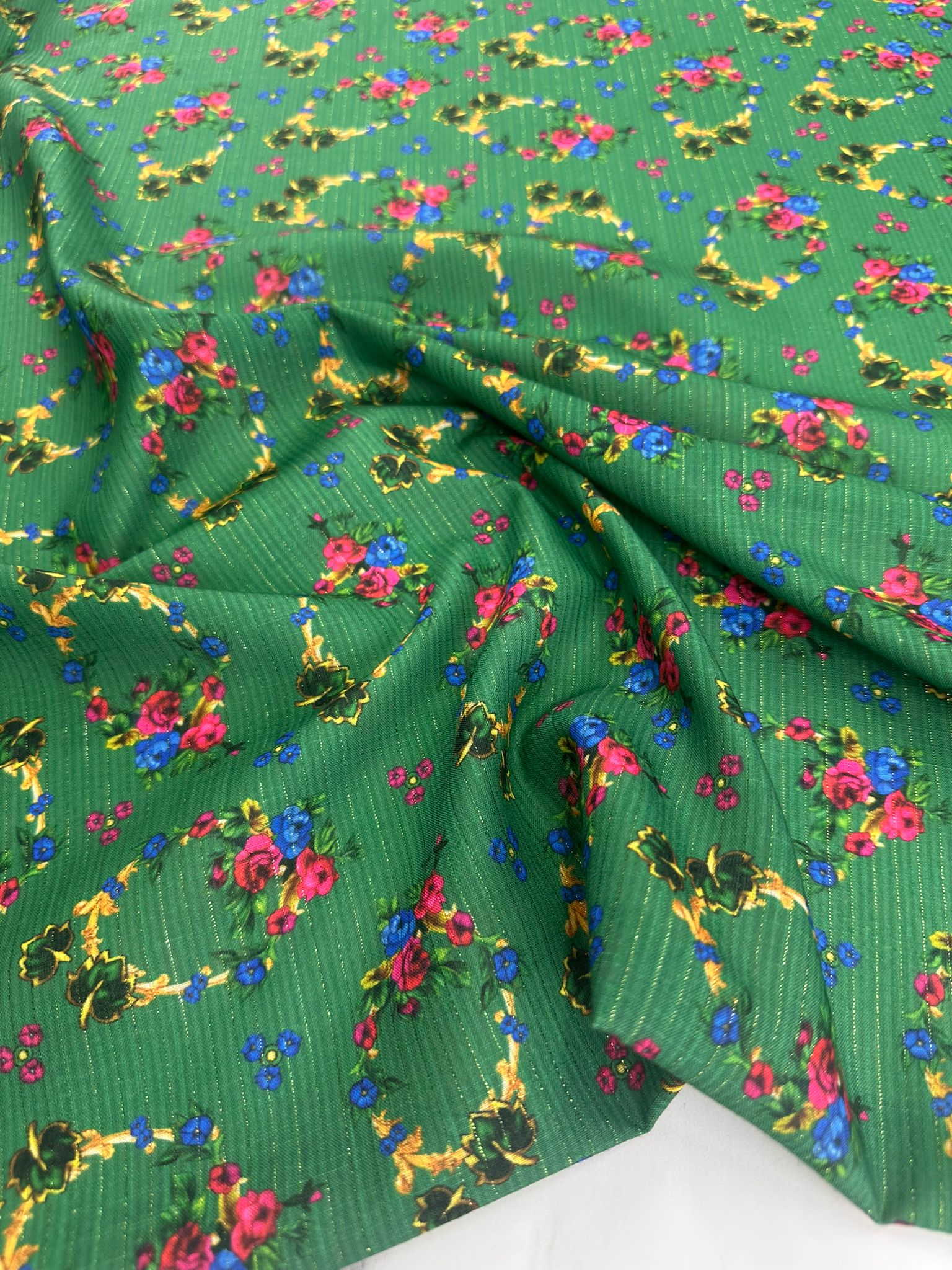 Desenli Sim Dokuma Poliviskon Keten Elbise Etek Gömlek