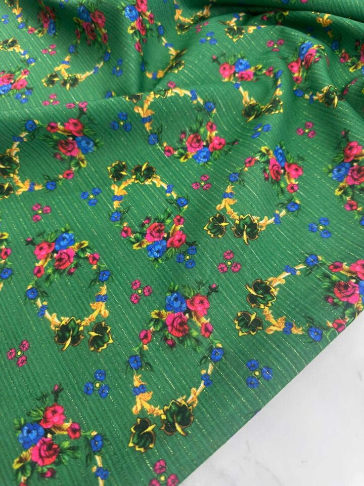 Desenli Sim Dokuma Poliviskon Keten Elbise Etek Gömlek