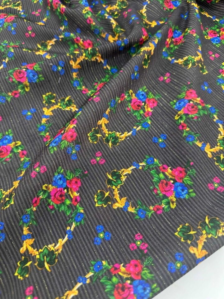 Desenli Keten Poliviskon Sim Dokuma Elbise Etek Gömlek