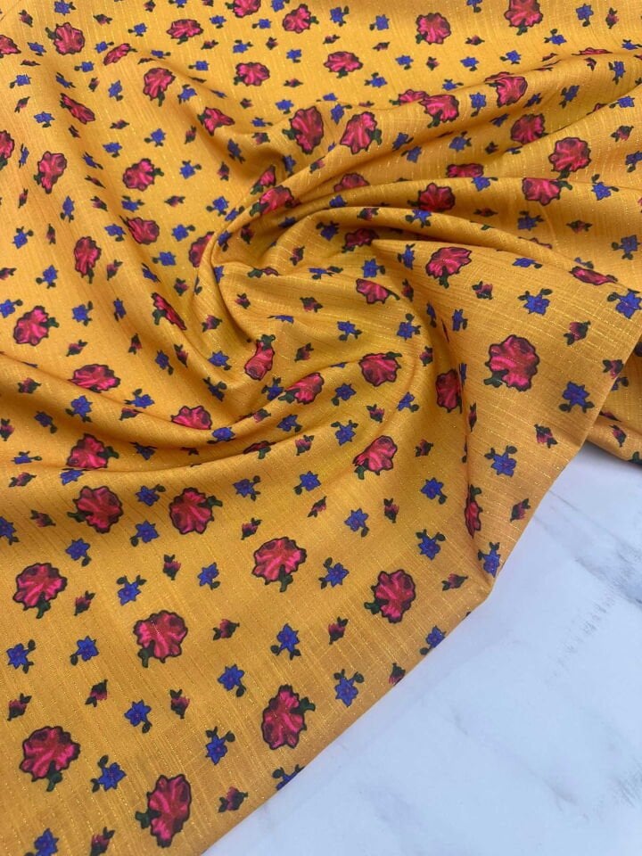 Desenli Sim Dokuma Poliviskon Keten Elbise Etek Gömlek