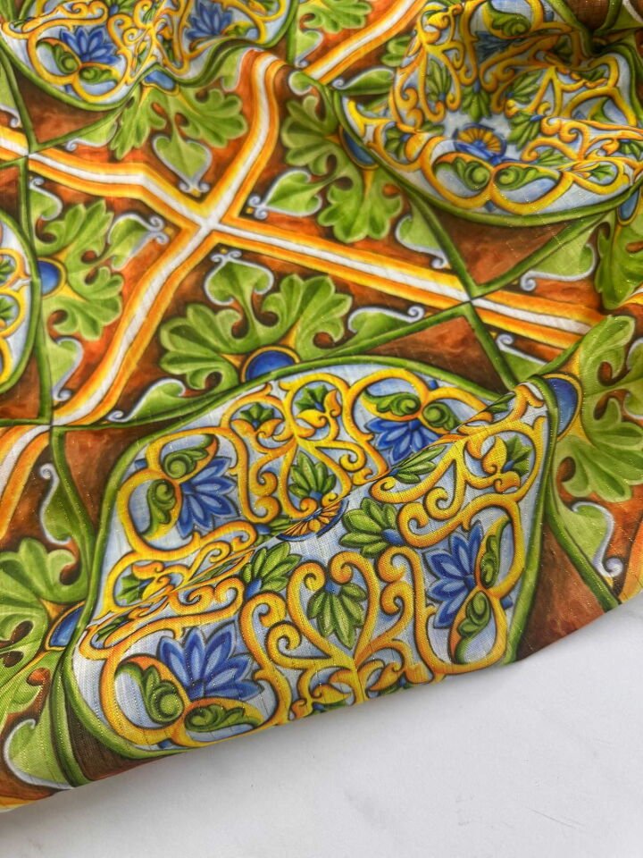 Desenli Poliviskon Sim Dokuma Keten Elbise Etek Gömlek