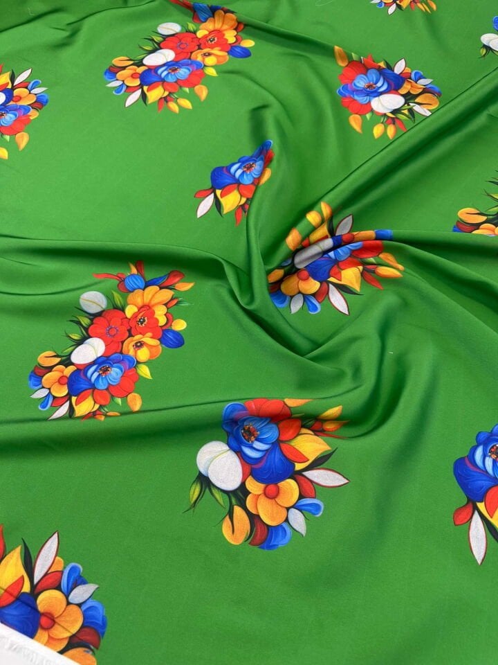 Desenli İpek Saten Elbise Etek Gömlek Şalvar