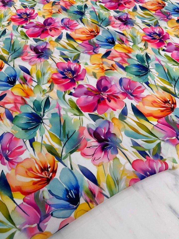 Desenli Krep Kumaş Elbise Etek Gömlek Şalvar