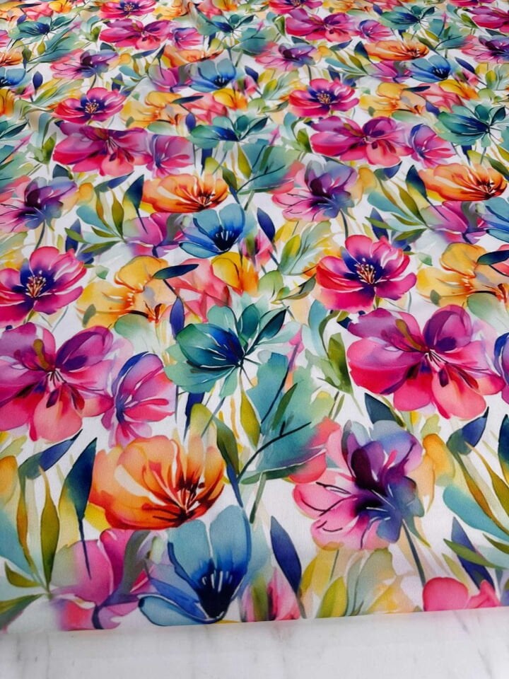 Desenli Krep Kumaş Elbise Etek Gömlek Şalvar