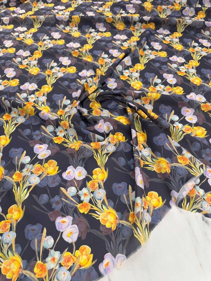 Desenli Krep Kumaş Elbise Etek Gömlek Şalvar