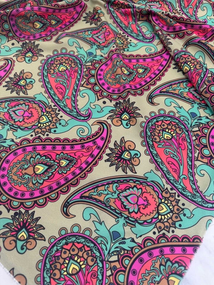 Şal Desen Krep Kumaş Elbise Etek Gömlek Şalvar