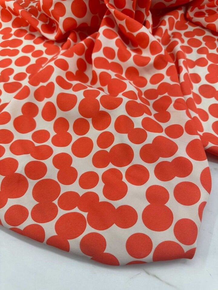 Turuncu Puantiye İthak Viskon Elbise Etek Gömlek Şalvar