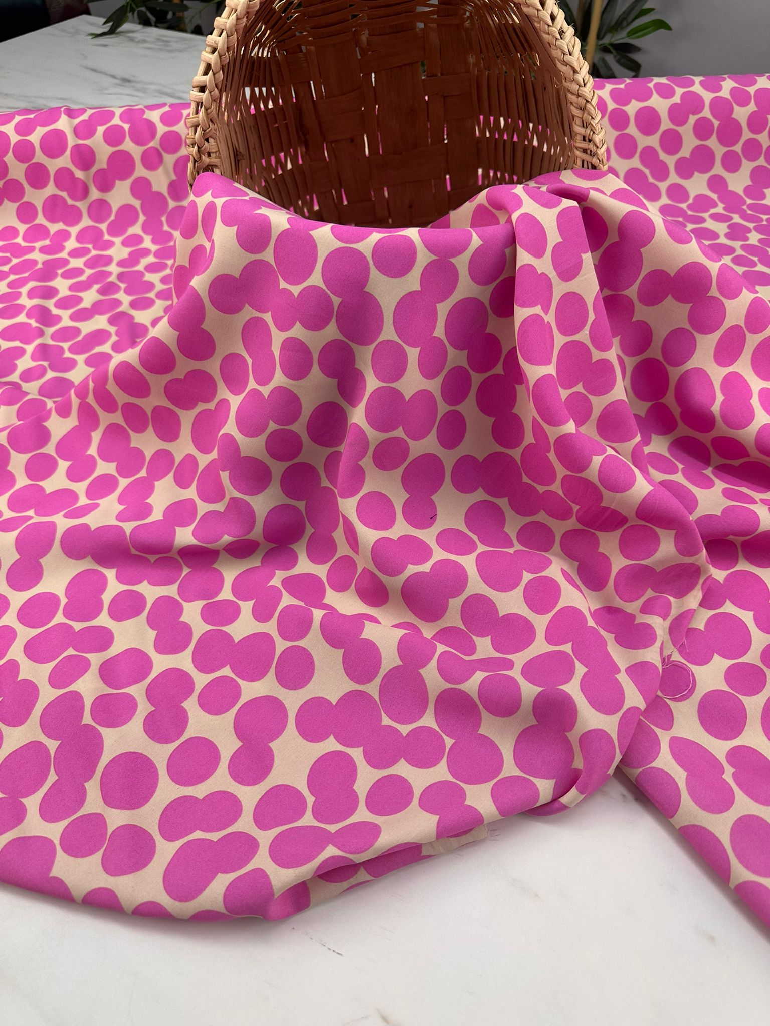 Pempe Puantiye Desen Viskon Elbise Etek Gömlek Şalvar