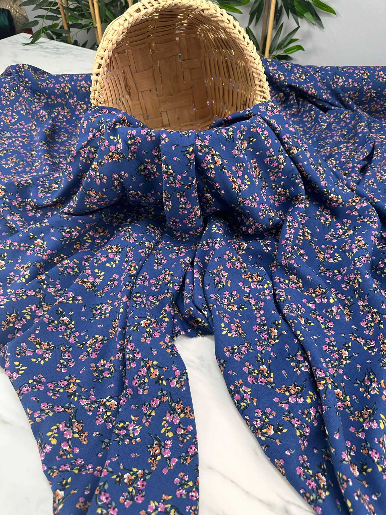 Çiçek Desen İthal Viskon Elbise Etek Gömlek Şalvar