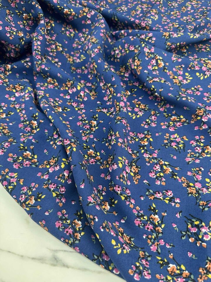 Çiçek Desen İthal Viskon Elbise Etek Gömlek Şalvar