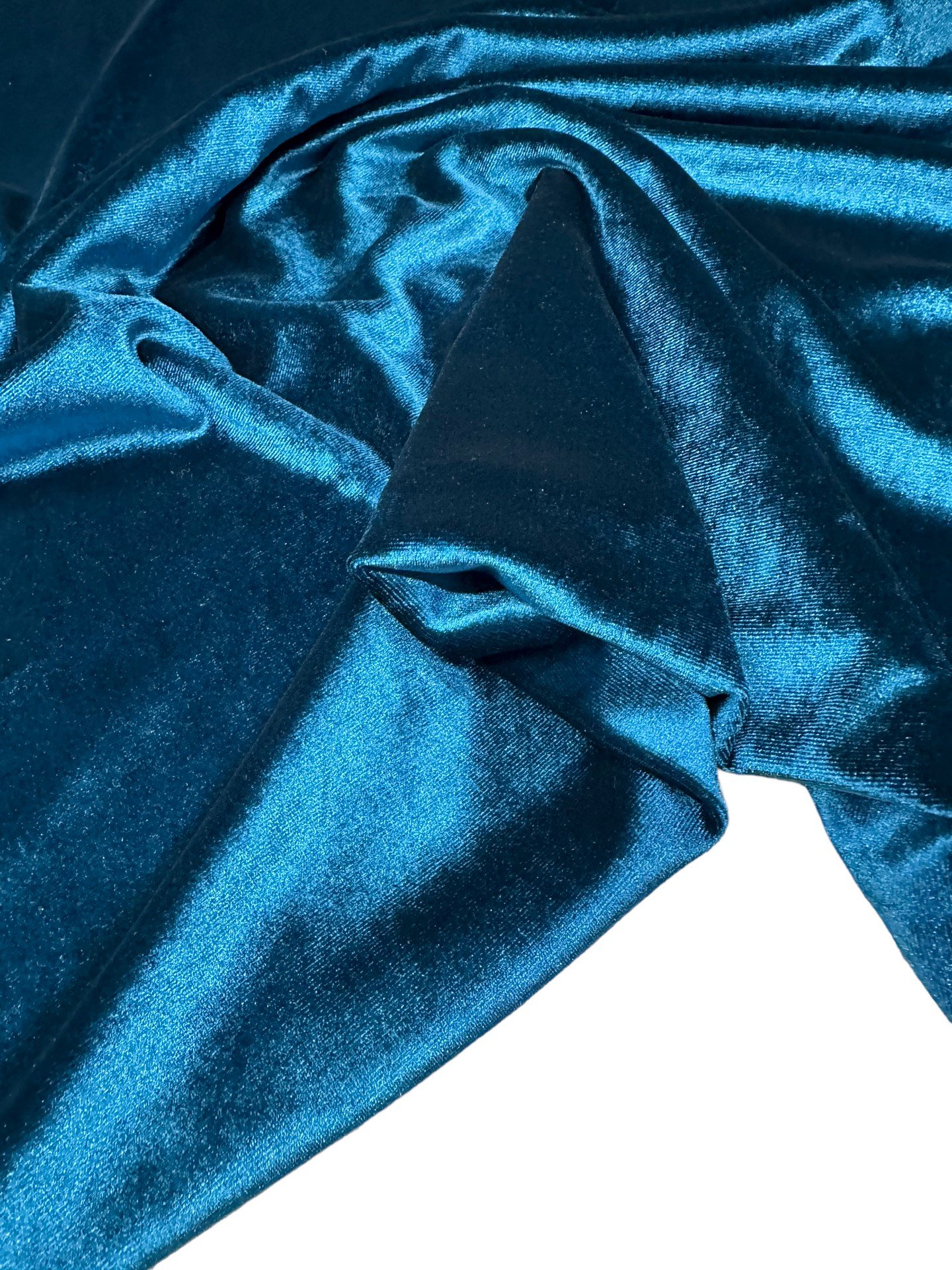 Petrol Mavisi Likralı Elbiselik İpek Kadife