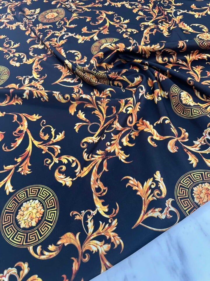 Desenli İpek Saten Elbise Etek Gömlek Şalvar