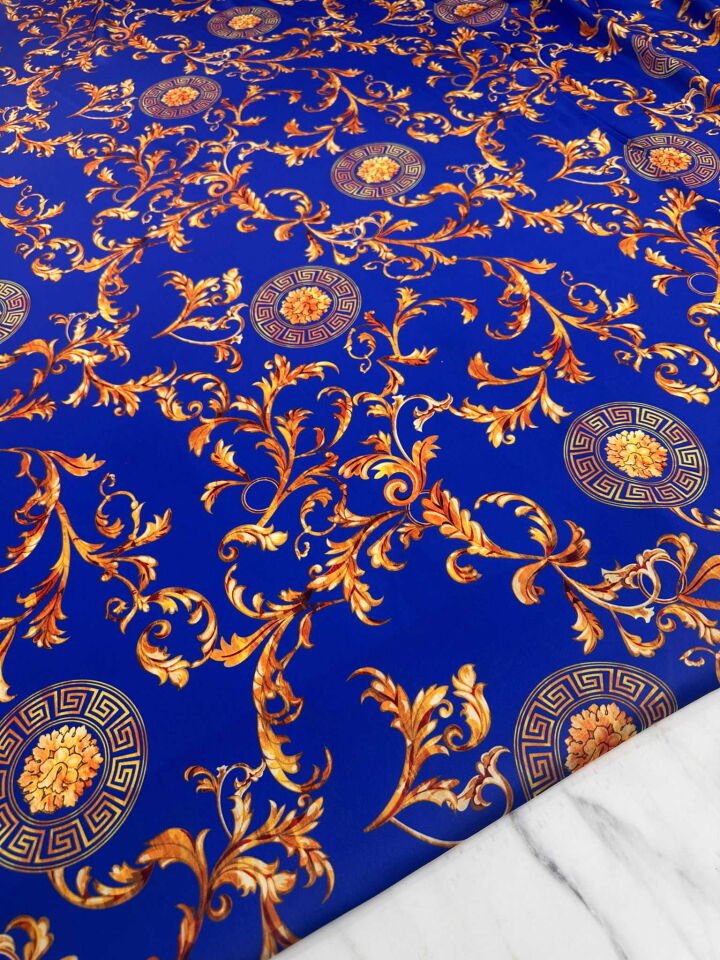 Desenli İpek Saten Elbise Etek Gömlek Şalvar