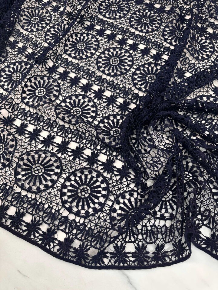 Lacivert Koton Dantel Elbise Etek Tunik