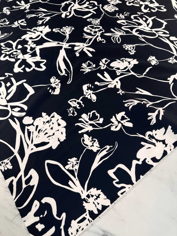 Afraze Desen Likralı Pamuk Saten Elbise Ceket Etek Pantolon