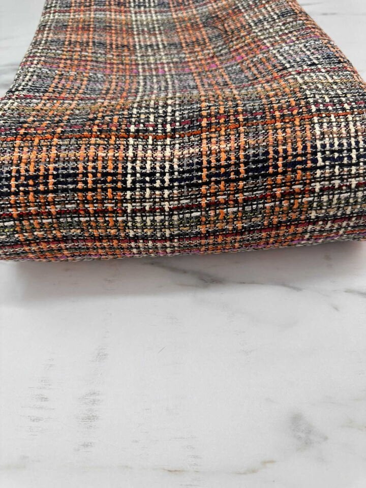 Ekose Desen Kışlık Şanel Kumaş Elbise Etek Ceket