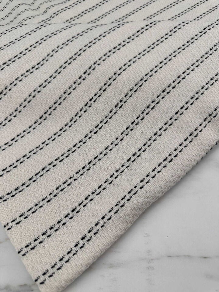 Ekru Cizgi Desen Şanel Kumaş Elbise Etek Ceket