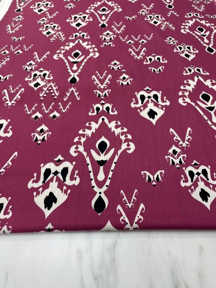 Özbek Desen Elbiselik Yüzde Yüz Pamuklu Viskon