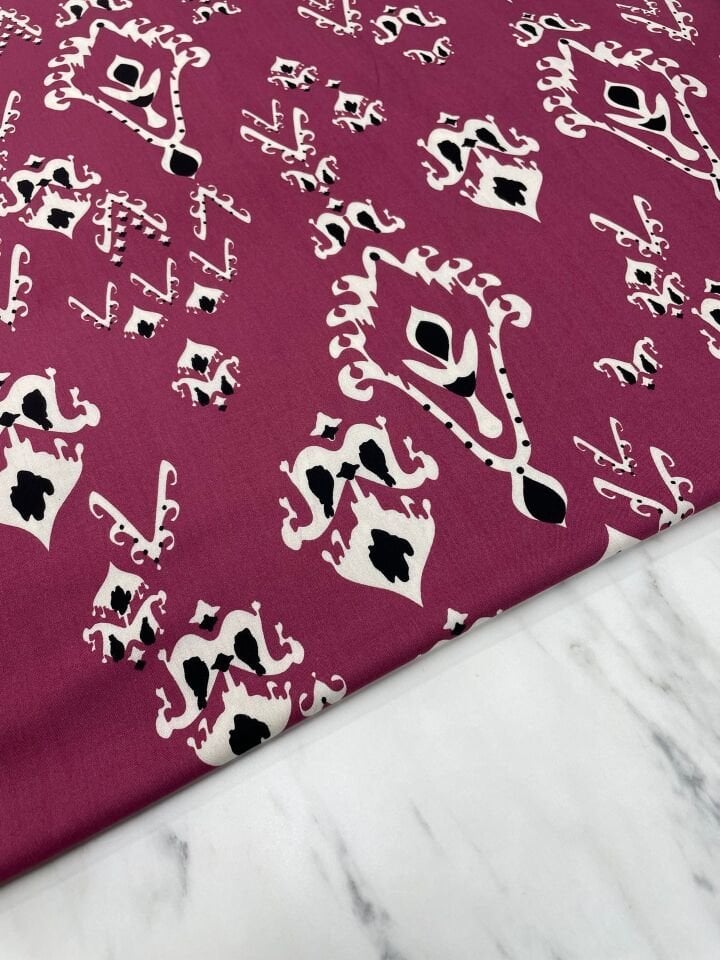 Özbek Desen Elbiselik Yüzde Yüz Pamuklu Viskon