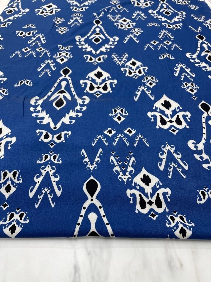 Özbek Desen Yüzde Yüz Pamuklu Elbiselik Viskon Kumaş