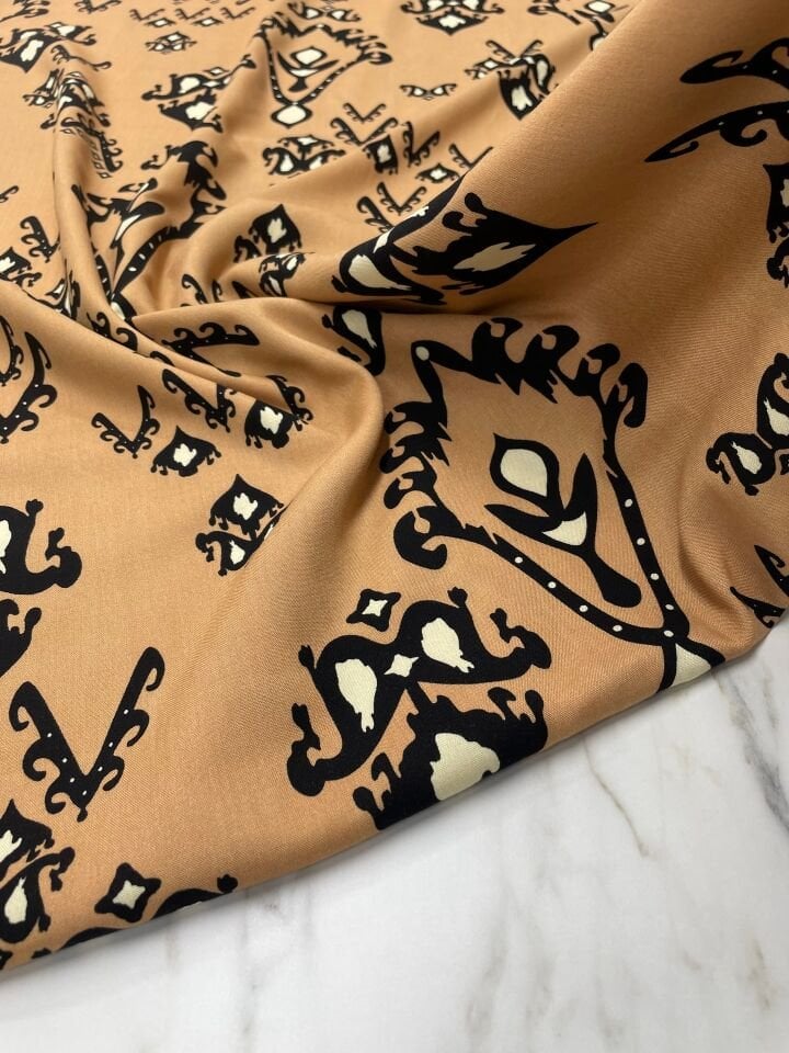 İkat Desen Yüzde Yüz Pamuklu Elbiselik Viskon