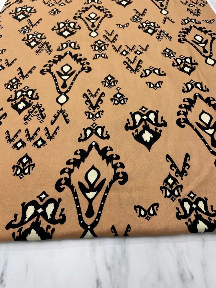 İkat Desen Yüzde Yüz Pamuklu Elbiselik Viskon