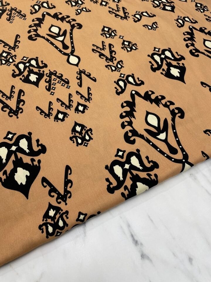 İkat Desen Yüzde Yüz Pamuklu Elbiselik Viskon