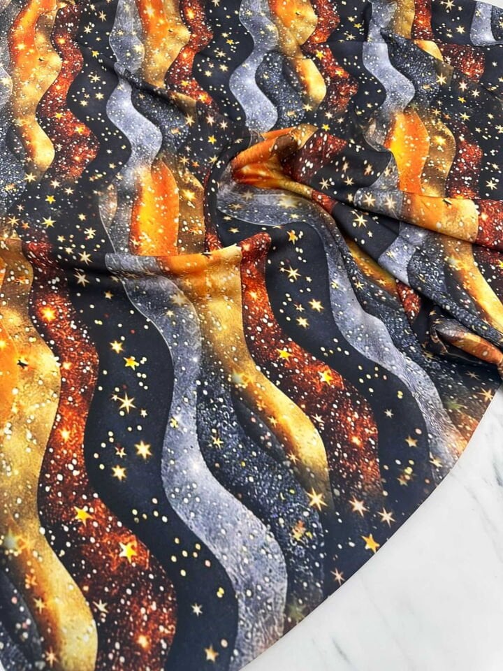 Desenli İpek Saten Elbise Gömlek Etek Şalvar