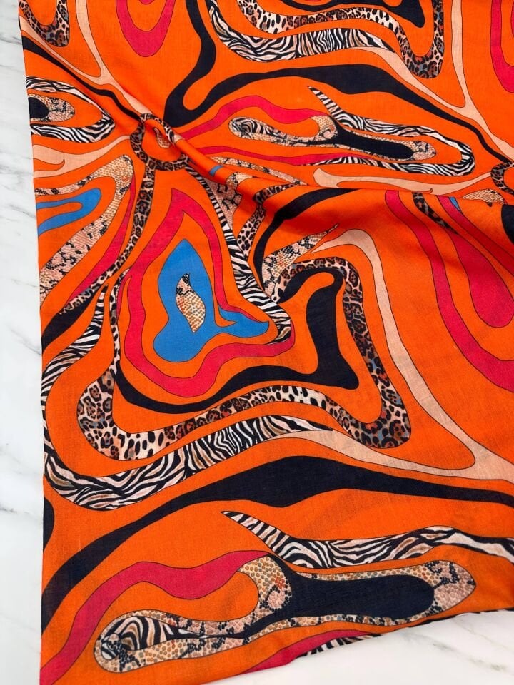 Fantazi Desen Elbiselik Pantolonluk Keten Kumaş