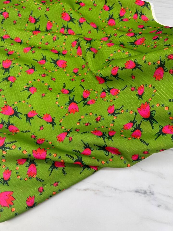 Türkmen Desen Simli Dijital Baskı Keten Elbise Etek Gömlek Ceket Şalvar