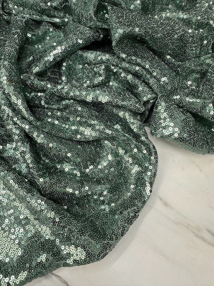 Su Yeşili 3 milim Elbiselik Abiyelik Payet Kumaş