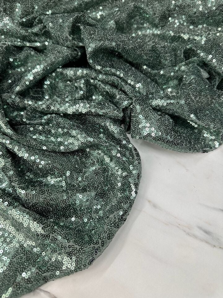 Su Yeşili 3 milim Elbiselik Abiyelik Payet Kumaş