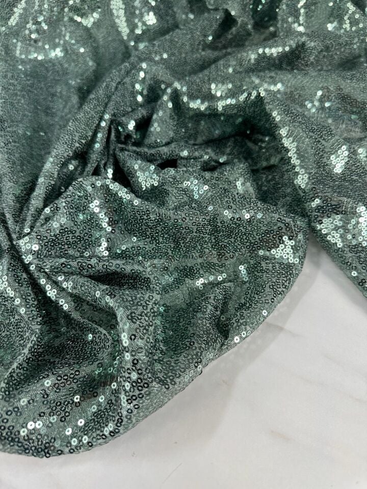 Su Yeşili 3 milim Elbiselik Abiyelik Payet Kumaş