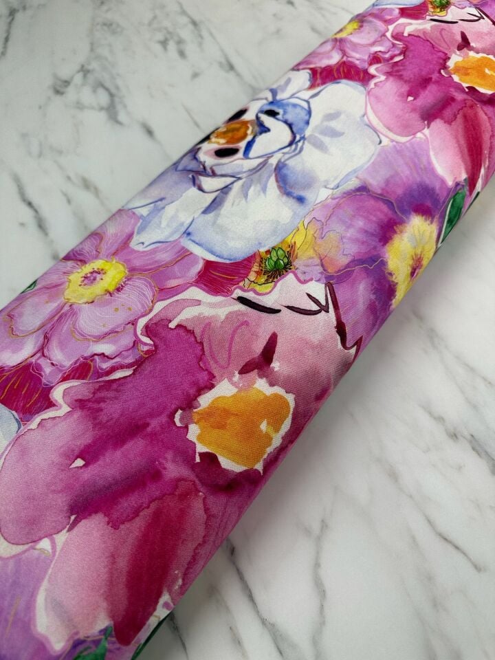 Dijital Baskı Bambu Elbiselik Pamuk Viskon