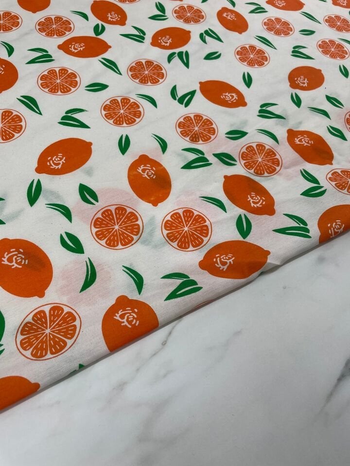 Portakal Desen Ebiselik Pamuklu Poplin Kumaş